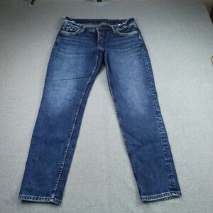 Silver Jeans Womens 27 Blue Boyfriend Denim Mid Rise Tapered Casual